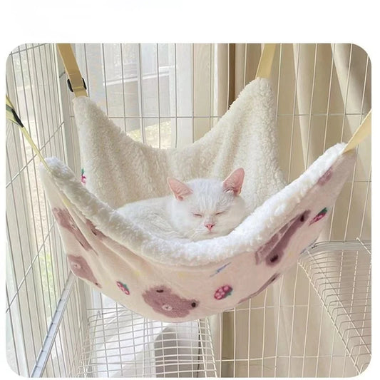 Cat Canvas Hammock Bed Pet Cats Dogs Beds Double-Sided Hanging Bed Pet Swing Beds Hamster Squirrel Cat Rest Sleep Supplies