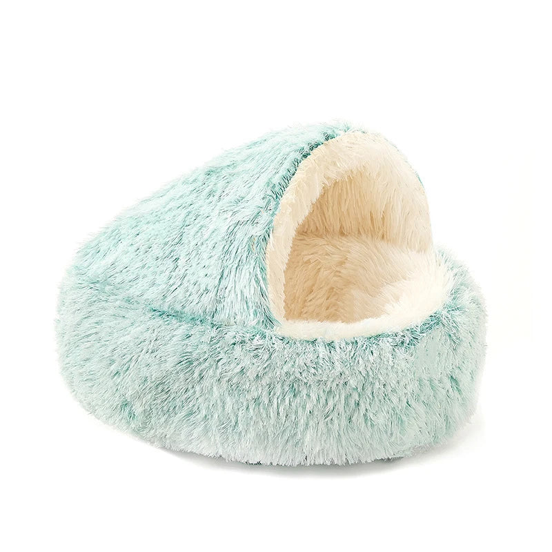 Round Cat Cushion Semi Enclosed Pet Sleep Bags Long Soft Plush 2 in 1 Warms Cats Beds Simple Comfort Warm Puppy Sleeping Nest