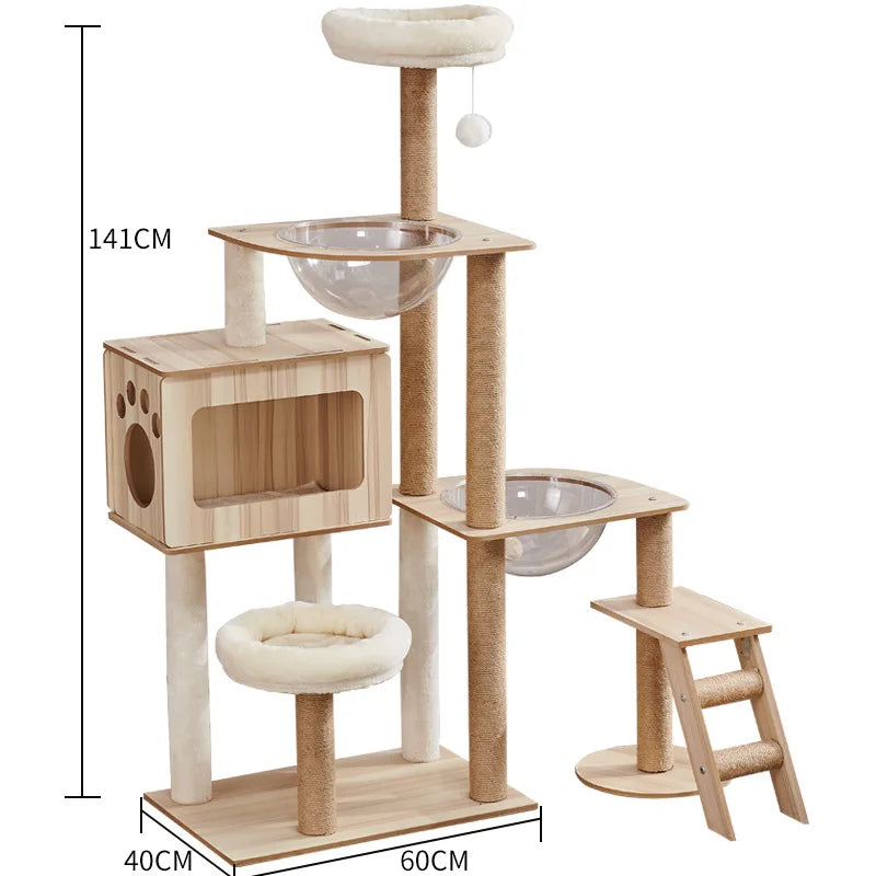 Wooden Cat Climbing Rack Large Cat Space Capsule Cat Nest Cat Tree Integrated Cat Rack Cat Scratching Board Cat Rack Pet Supplie