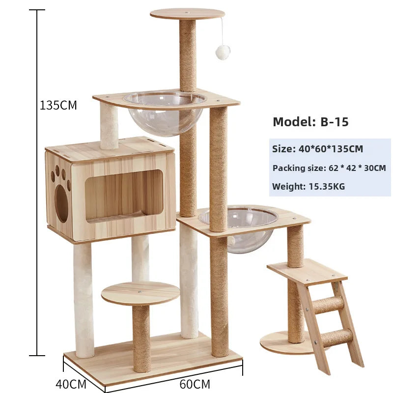 Wooden Cat Climbing Rack Large Cat Space Capsule Cat Nest Cat Tree Integrated Cat Rack Cat Scratching Board Cat Rack Pet Supplie