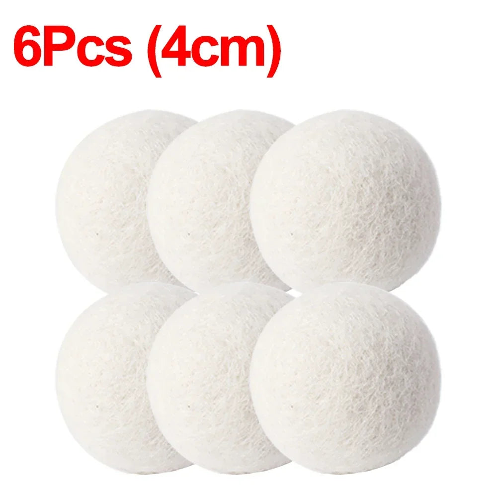 6Pcs Reusable Wool Dryer Balls Clothes Softener Laundry Fleece Dryer Ball Kit Home Clothes Dryer Washing Machine 3/4/5/6/7cm