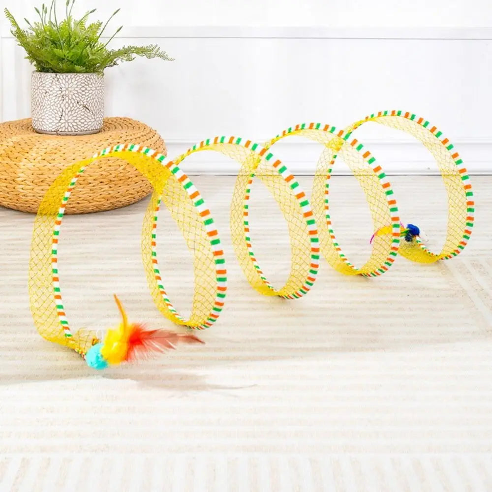 Foldable Cat Coil Tunnel Toys New S-Shape Colorful Coil Spiral Toy Stretchable Pet Supplies Pet Interactive Toy