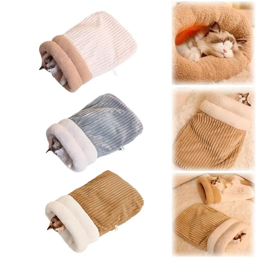 Warm Cat Sleeping Bag Soft Cat Bed Comfortable Tunnel Cat Nest Closed Pet House For Cats Lovely Cat Nest Accessories