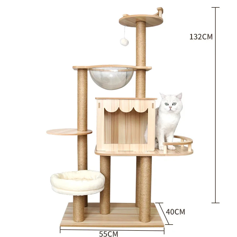 Wooden Cat Climbing Rack Large Cat Space Capsule Cat Nest Cat Tree Integrated Cat Rack Cat Scratching Board Cat Rack Pet Supplie