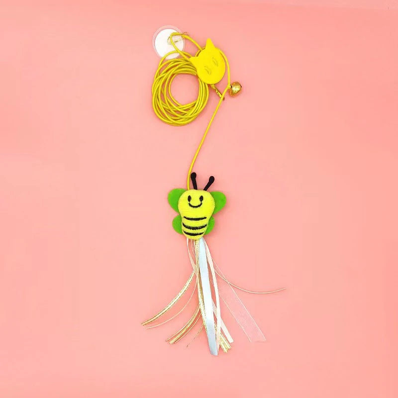 Pet Cat Toys Funny Stick Kitten Self -hi Elastic Rope Dragonfly Shape Feather Bell Teasing Stick Hanging Swing Thousands