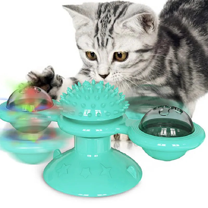 Cat Spinning Windmill Toy Spinning Wheel Mint Suction Cup Pet Teeth Grinding and Scratching Device Interactive Toys Pet Supplies