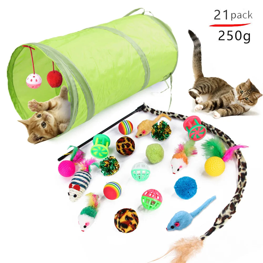 DualPet Kitten Toys Variety Cat Toy Combination Set Cat Toy Funny Cat Stick Sisal Mouse Bell Ball Cat Supplies 20 Piece Set