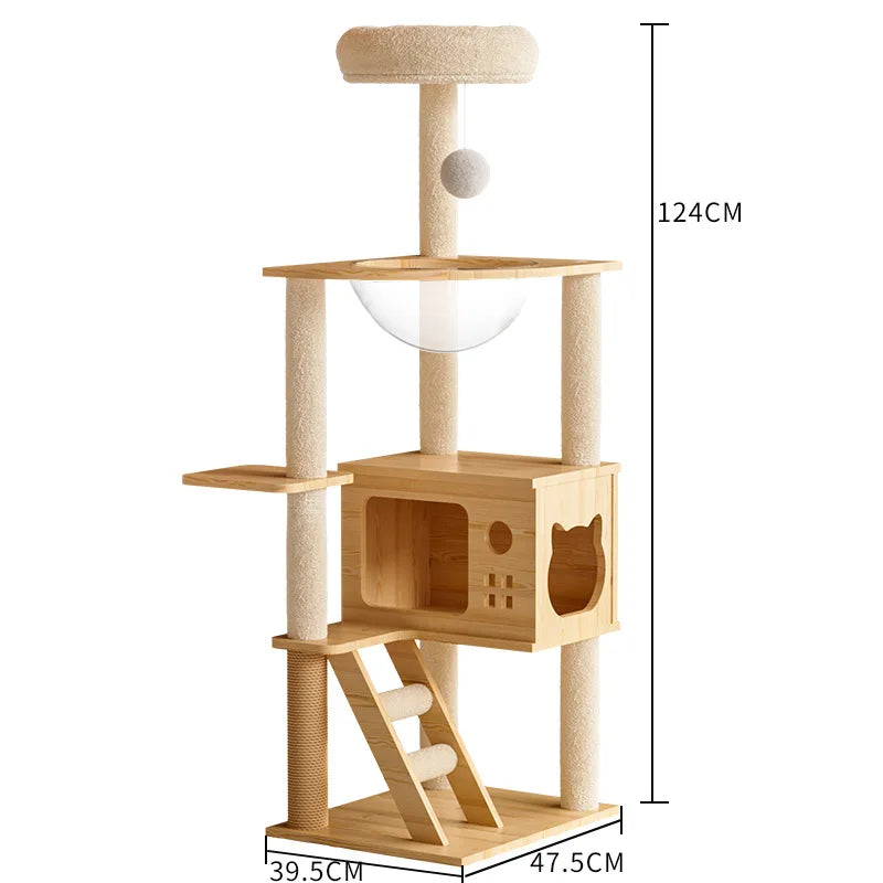 Wooden Cat Climbing Rack Large Cat Space Capsule Cat Nest Cat Tree Integrated Cat Rack Cat Scratching Board Cat Rack Pet Supplie