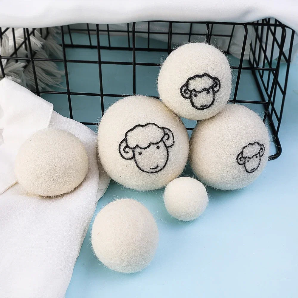 6Pcs Reusable Wool Dryer Balls Clothes Softener Laundry Fleece Dryer Ball Kit Home Clothes Dryer Washing Machine 3/4/5/6/7cm