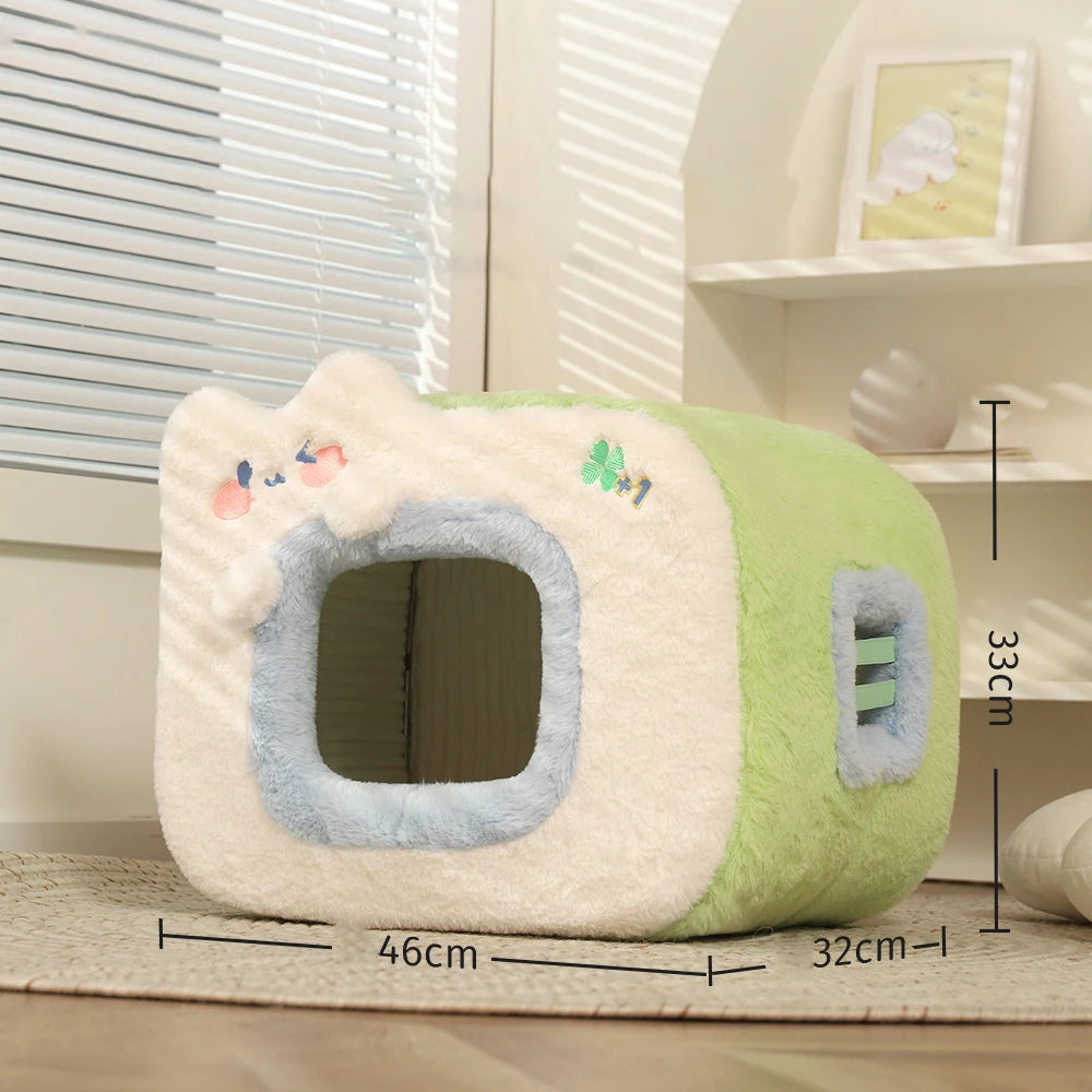 HOOPET Cute Cat Bed Warm Pet House Kitten Cave Cushion Comfort Cat House Tent Puppy Nest Small Dog Mat Supplies Bed for Cats