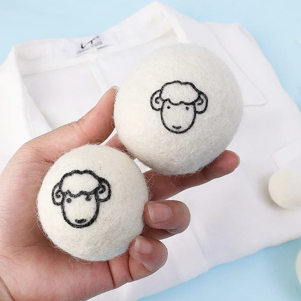 6Pcs Reusable Wool Dryer Balls Clothes Softener Laundry Fleece Dryer Ball Kit Home Clothes Dryer Washing Machine 3/4/5/6/7cm