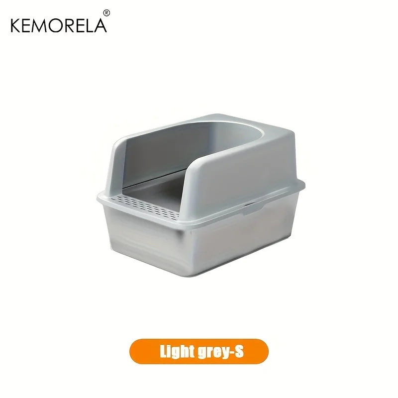 Stainless Steel Litter Box With Lid High Side Large Litter Box Suitable For Large and Small Cats Does Not Absorb Odor Leak Proof