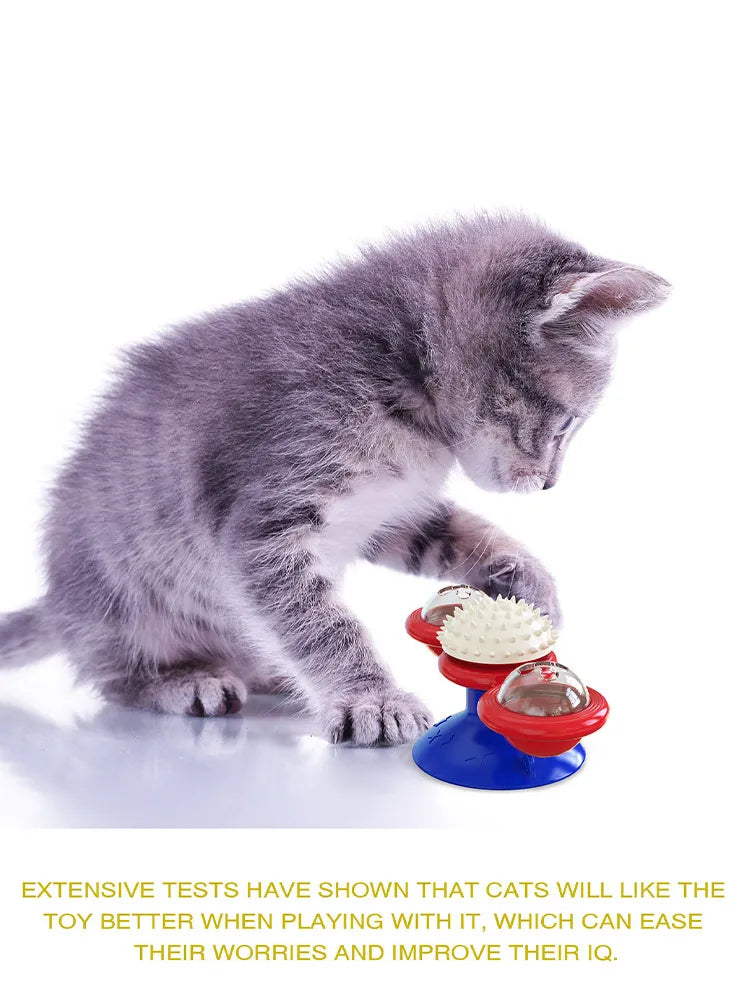 Cat Spinning Windmill Toy Spinning Wheel Mint Suction Cup Pet Teeth Grinding and Scratching Device Interactive Toys Pet Supplies