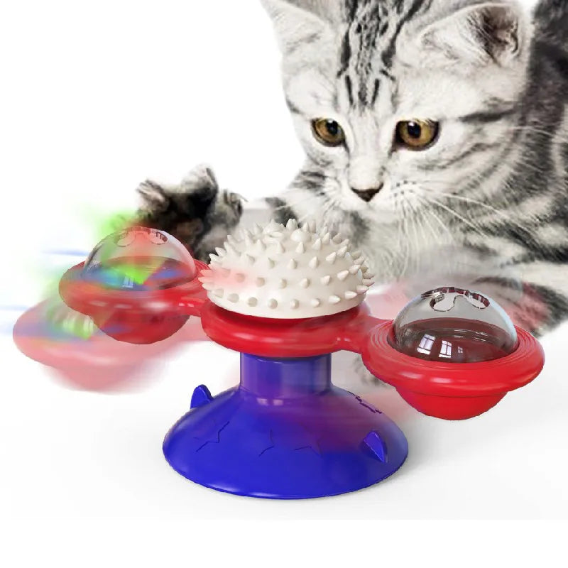 Cat Spinning Windmill Toy Spinning Wheel Mint Suction Cup Pet Teeth Grinding and Scratching Device Interactive Toys Pet Supplies