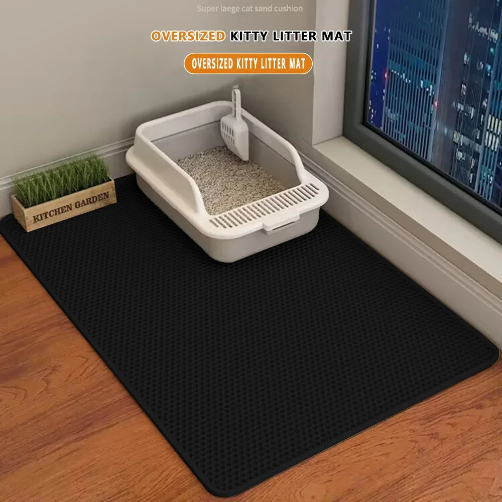 90X60CM Cat Litter Mat Waterproof Double Layer Pet Litter Box Mat Pet Toilet Cat Mat Nonslip Sand Cat Washable Mat Pet Clean