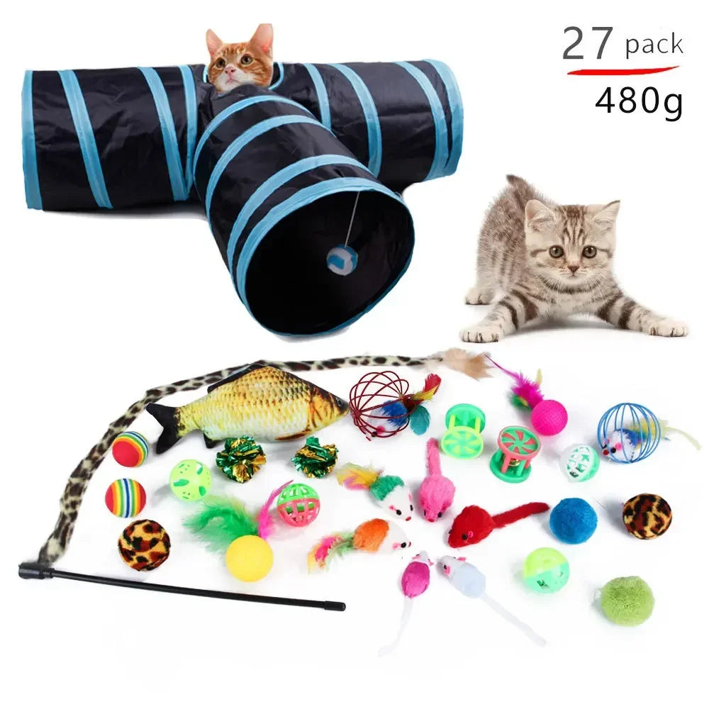 Cat Toys Mouse Shape Balls Foldable Cat Kitten Play Tunnel Chat Funny Cat Tent Mouse Supplies Simulation Fish Cat Accessories