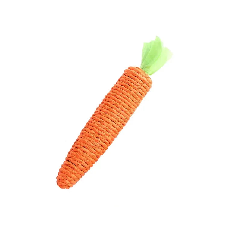 Fabric Carrot Cat Toy, Cat Annoyingly Grinding Teeth Sound Toy, Bite Resistant Paper Rope to Clean Teeth