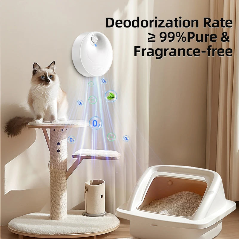 ROJECO Smart Cat Litter Deodoriser 4000mAh Cat Odor Purifier For Cat Litter Box Automatic Pet Toilet Deodorant Purifier Supplies