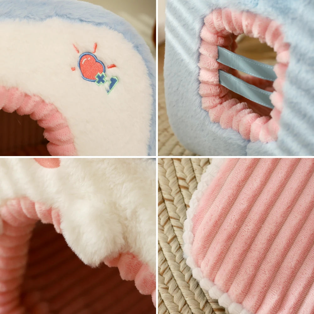 HOOPET Cute Cat Bed Warm Pet House Kitten Cave Cushion Comfort Cat House Tent Puppy Nest Small Dog Mat Supplies Bed for Cats