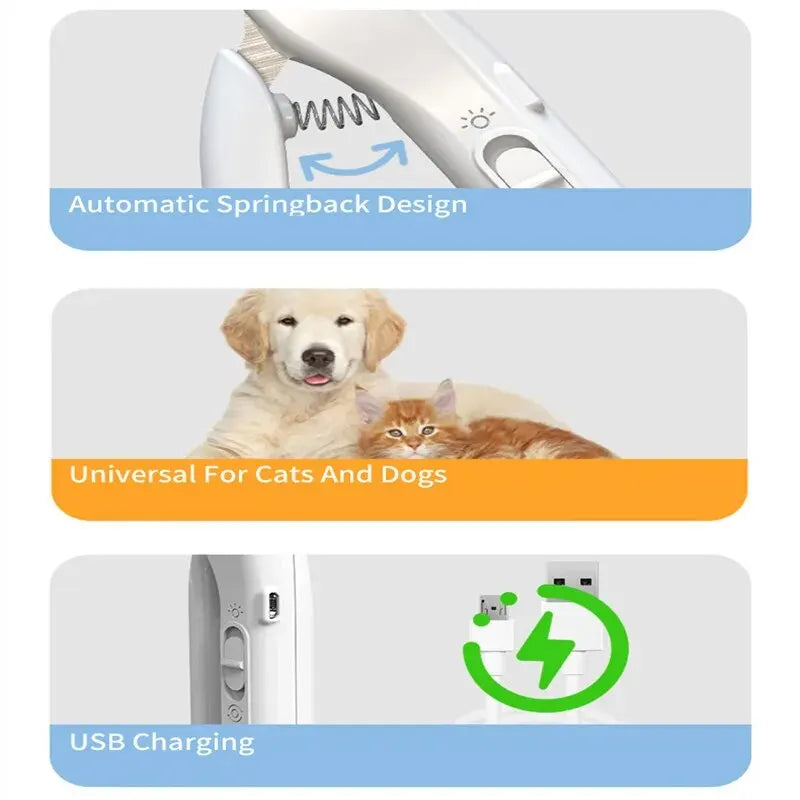 2 In-1 Electric Pet Nail Clippers with LED Lights Nail Collector