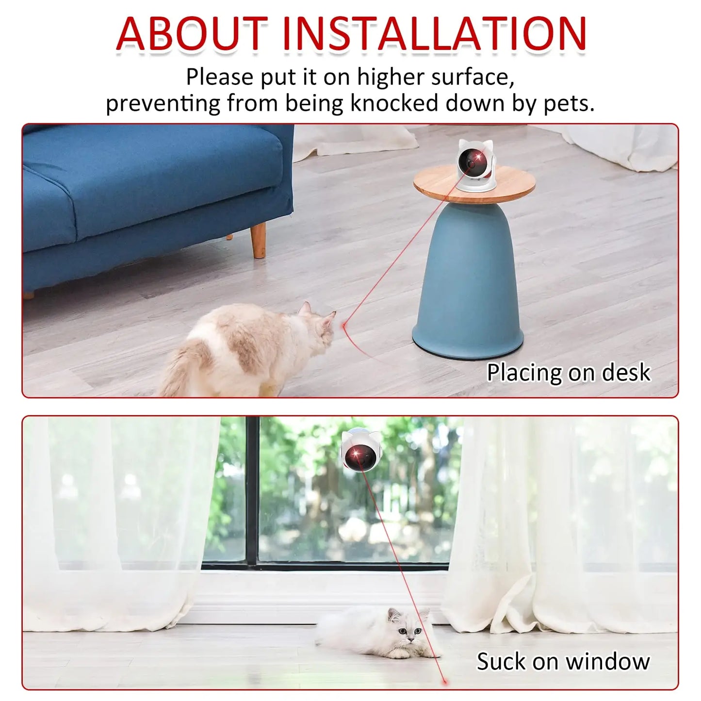 Automatic Cat Laser Toy Rechargeable Motion Random Activated Interactive Cat Toys for Indoor Cats/Dog/Kittne Slow and Fast Mode