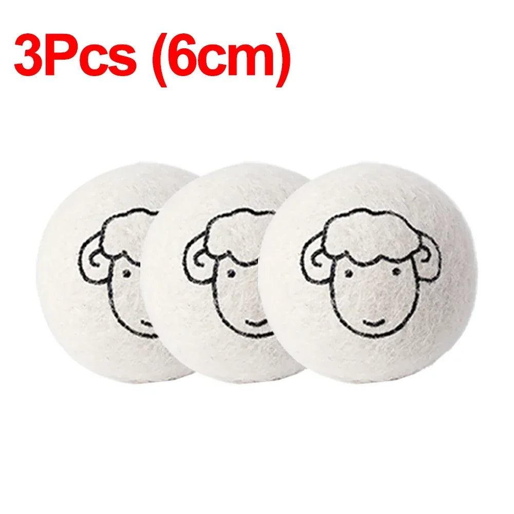 6Pcs Reusable Wool Dryer Balls Clothes Softener Laundry Fleece Dryer Ball Kit Home Clothes Dryer Washing Machine 3/4/5/6/7cm