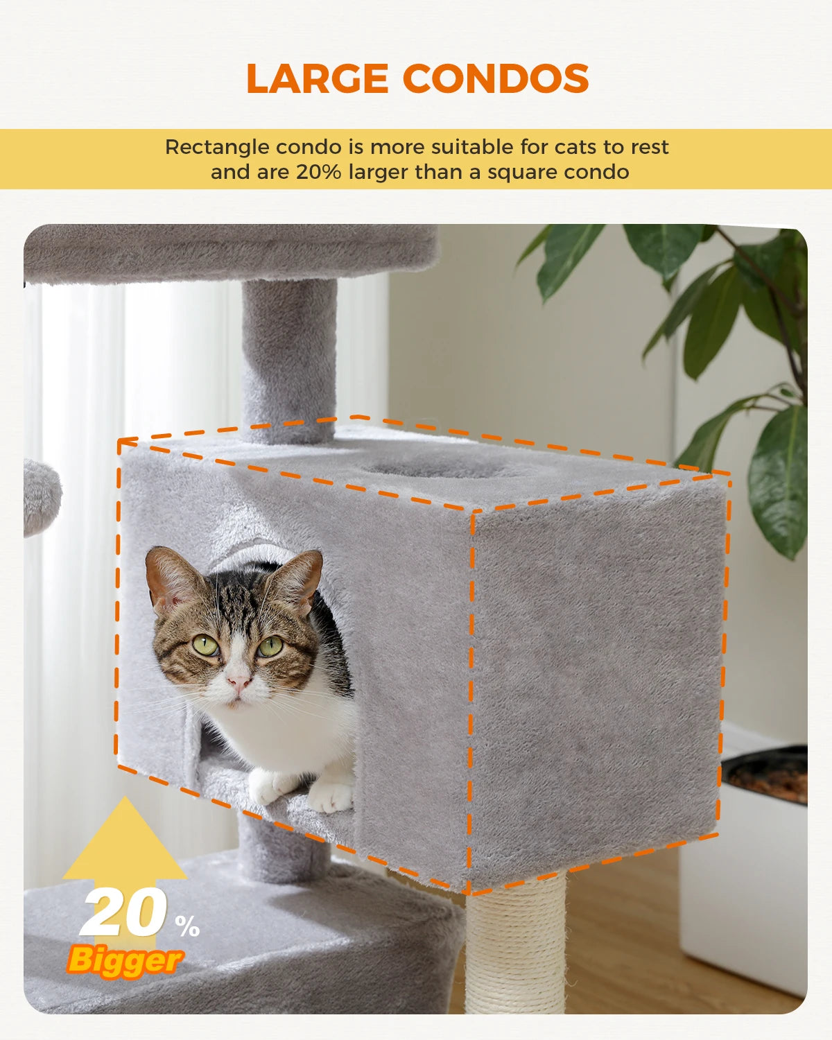 H80CM Cat Tower with Double Condo for Kittens Indoor Large Top Perch 2 Large Cave with Window Sisal Scratching Posts Spring Ball