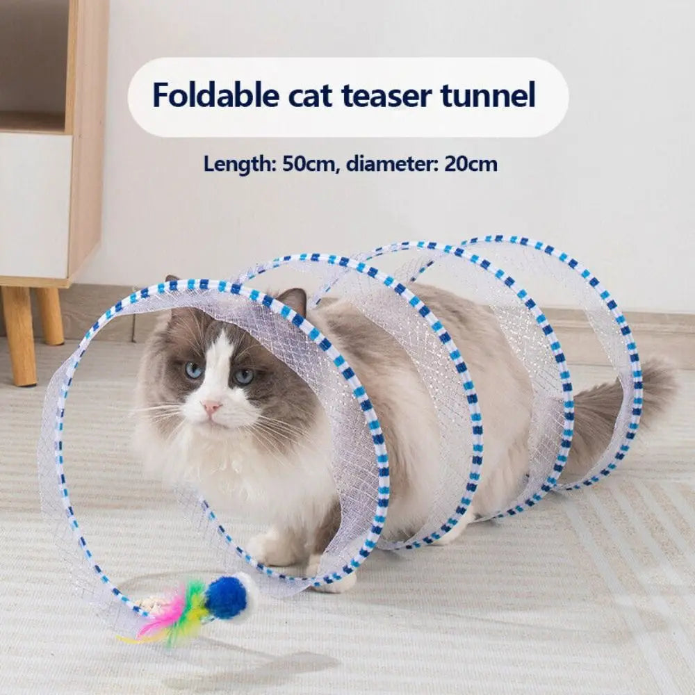 Foldable Cat Coil Tunnel Toys New S-Shape Colorful Coil Spiral Toy Stretchable Pet Supplies Pet Interactive Toy