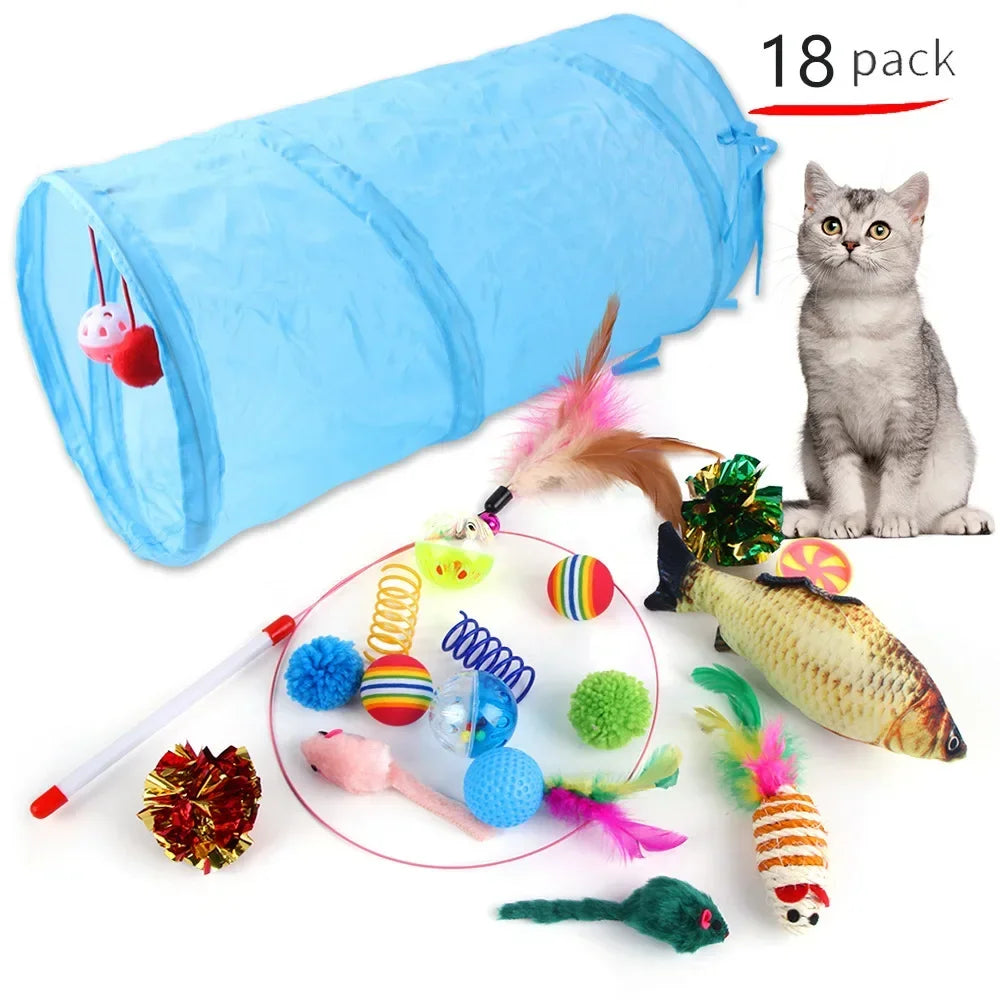 Cat Toys Mouse Shape Balls Foldable Cat Kitten Play Tunnel Chat Funny Cat Tent Mouse Supplies Simulation Fish Cat Accessories