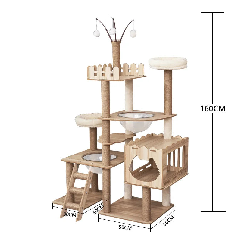 Wooden Cat Climbing Rack Large Cat Space Capsule Cat Nest Cat Tree Integrated Cat Rack Cat Scratching Board Cat Rack Pet Supplie