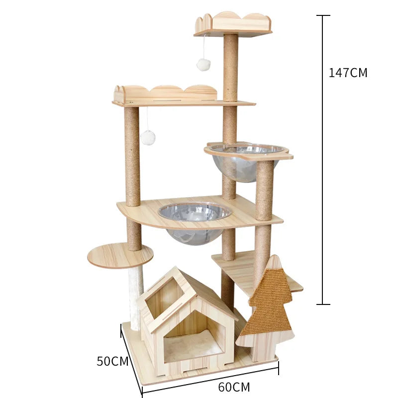 Wooden Cat Climbing Rack Large Cat Space Capsule Cat Nest Cat Tree Integrated Cat Rack Cat Scratching Board Cat Rack Pet Supplie