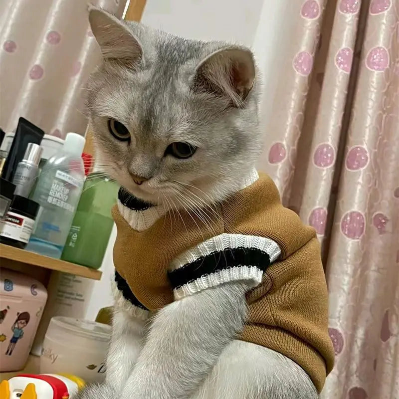 Pet Solid Costume  Cat Clothes Autumn Winter Jacket Christmas Sweater for Small Dog Cats Kitten Clothing Puppy Vest Kitty Outfit