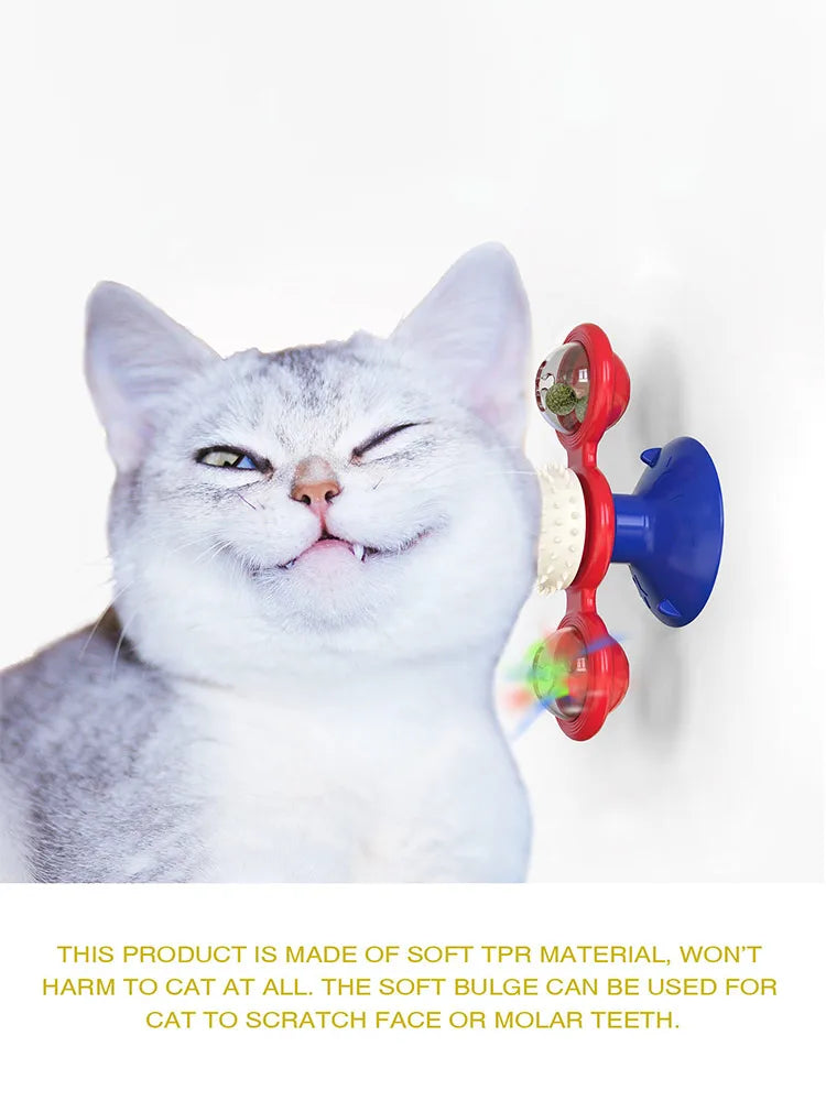 Cat Spinning Windmill Toy Spinning Wheel Mint Suction Cup Pet Teeth Grinding and Scratching Device Interactive Toys Pet Supplies