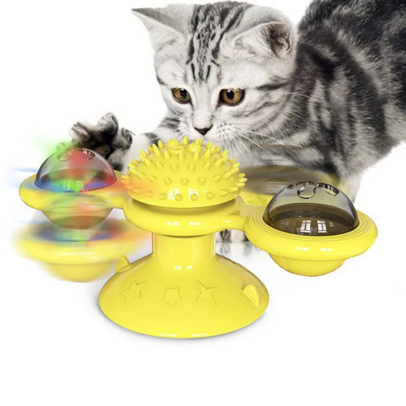 Cat Spinning Windmill Toy Spinning Wheel Mint Suction Cup Pet Teeth Grinding and Scratching Device Interactive Toys Pet Supplies