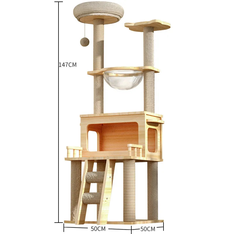 Wooden Cat Climbing Rack Large Cat Space Capsule Cat Nest Cat Tree Integrated Cat Rack Cat Scratching Board Cat Rack Pet Supplie