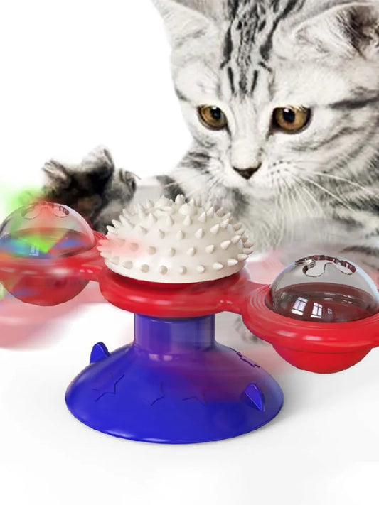 Cat Spinning Windmill Toy Spinning Wheel Mint Suction Cup Pet Teeth Grinding and Scratching Device Interactive Toys Pet Supplies