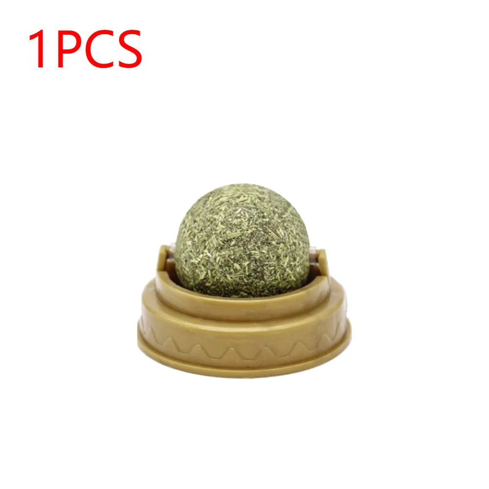 1-10PCS Natural Catnip Cat Wall Stick-on Ball Toy with Dust Cover Scratchers Molar Teeth Catnip Snack Ball Promote Digestion