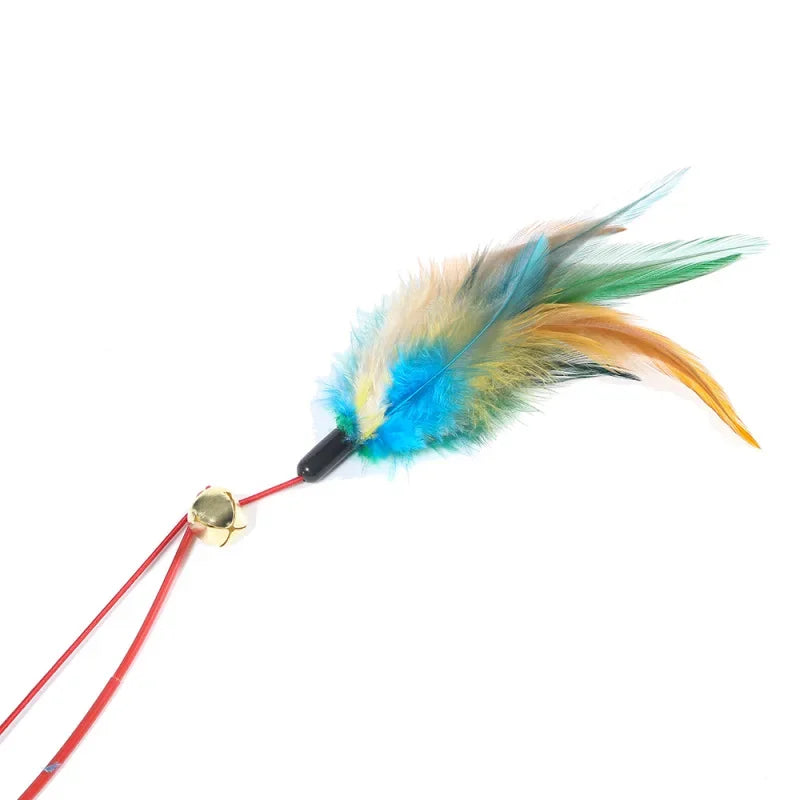 Cat Funny Feather Mouse Stick with Bell Playing Dangle Faux Mice Tease Fun Kitten Rod Toy Interactive Fishing Rod Wand for Cats