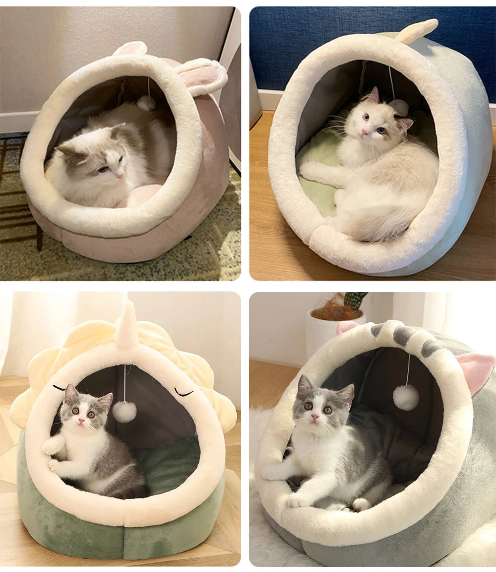 Deep Sleep Cat Bed Cartoon Pet Bed Foldable Removable Washable Pet Sleeping Bed for Small Dog Mat Bag Cave Cats Bed