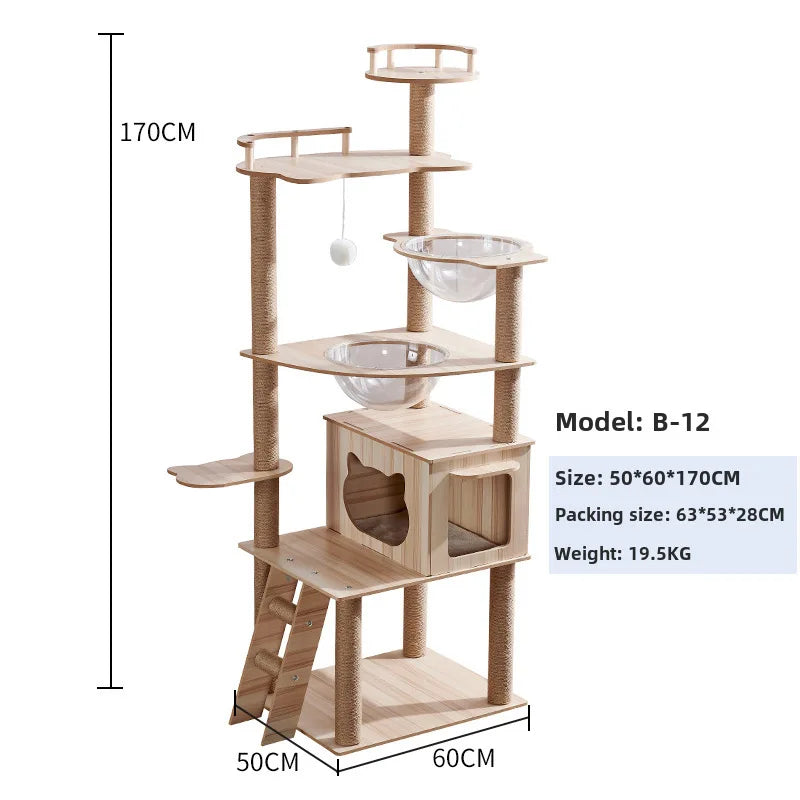 Wooden Cat Climbing Rack Large Cat Space Capsule Cat Nest Cat Tree Integrated Cat Rack Cat Scratching Board Cat Rack Pet Supplie