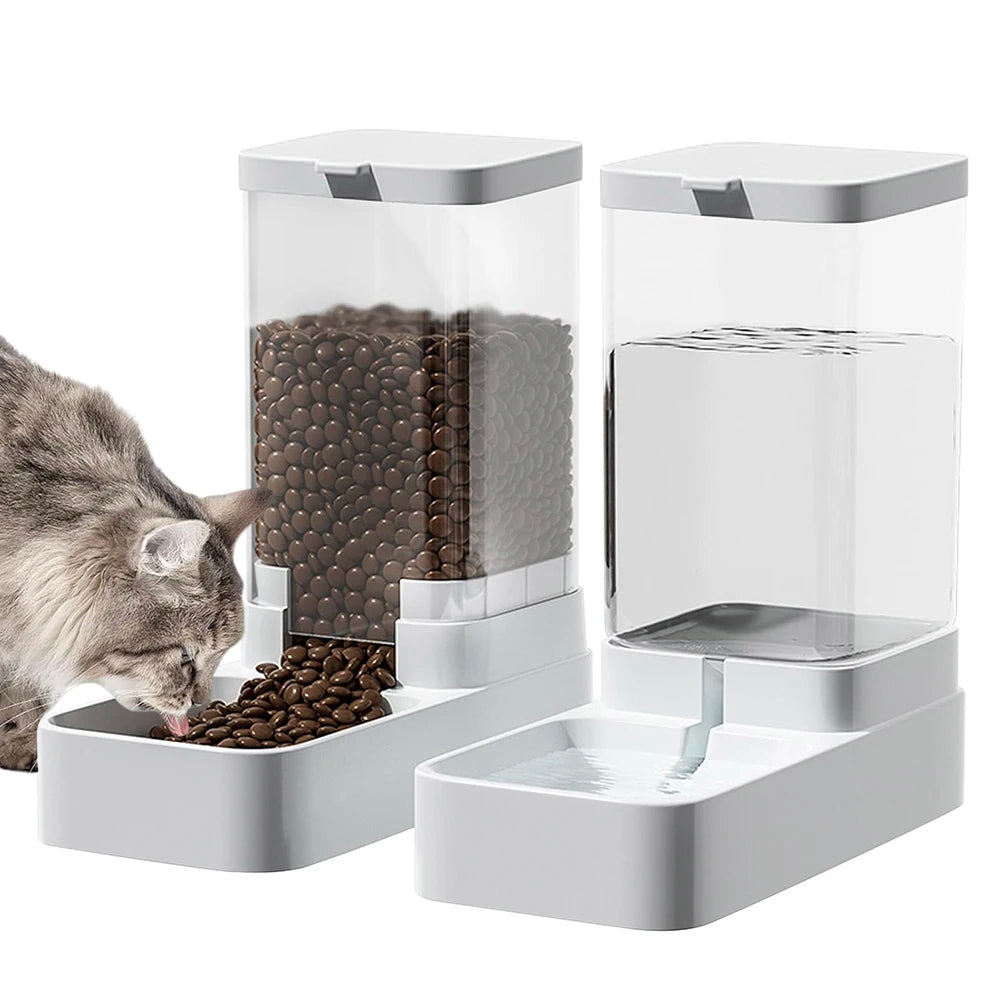 Dog Feeder Cat Water Dispenser Automatic Cat Feeder and Cat Water Dispenser Gravity Cat Feeder Food Storage Dispenser Container