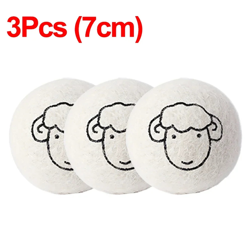 6Pcs Reusable Wool Dryer Balls Clothes Softener Laundry Fleece Dryer Ball Kit Home Clothes Dryer Washing Machine 3/4/5/6/7cm