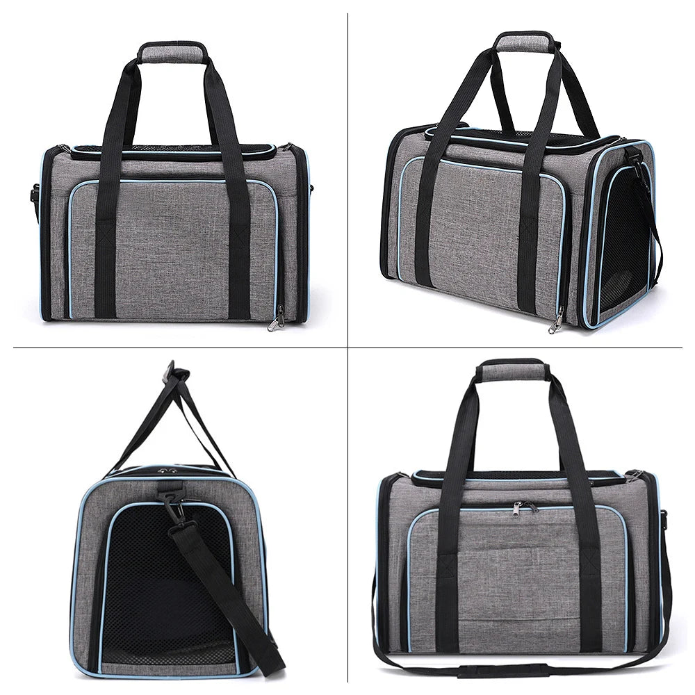 Portable Pet Carrier Bag Dogs Cats Ventilate Transport Bag Expandable Foldable Cat Travel Bag Breathable Pet Supplies