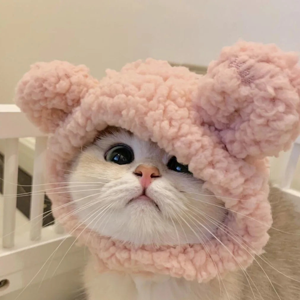 Cute Refined Cat Hat Plush Elastic Winter Pet Hat Puppy Kittens Knitted Hat Party Cosplay Props Decoration Cat Accessories Pet