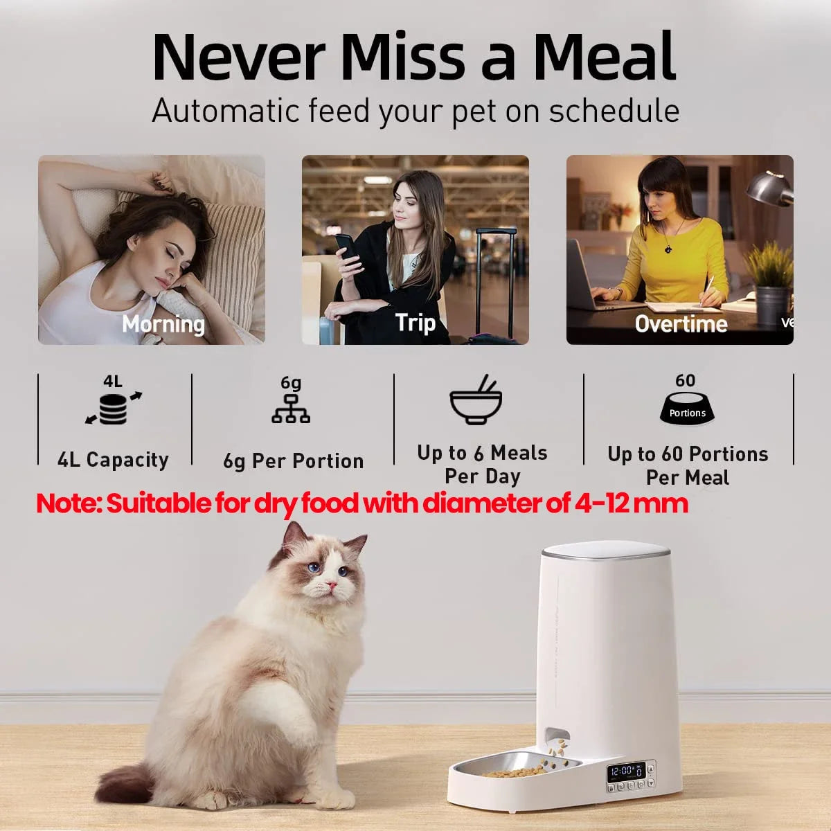 ROJECO Automatic Cat Feeder Pet Smart WiFi Cat Food Kibble Dispenser Remote Control Auto Feeder For Cat Dog Dry Food Accessories