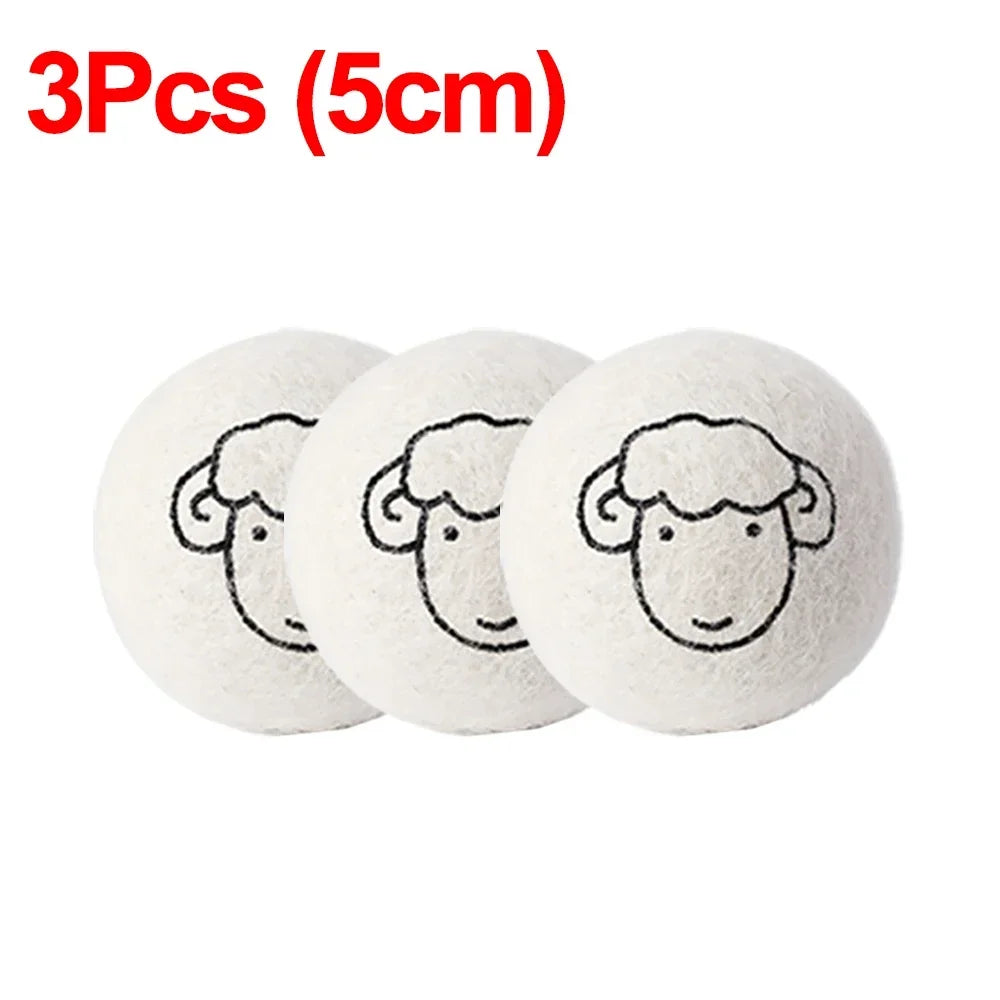 6Pcs Reusable Wool Dryer Balls Clothes Softener Laundry Fleece Dryer Ball Kit Home Clothes Dryer Washing Machine 3/4/5/6/7cm