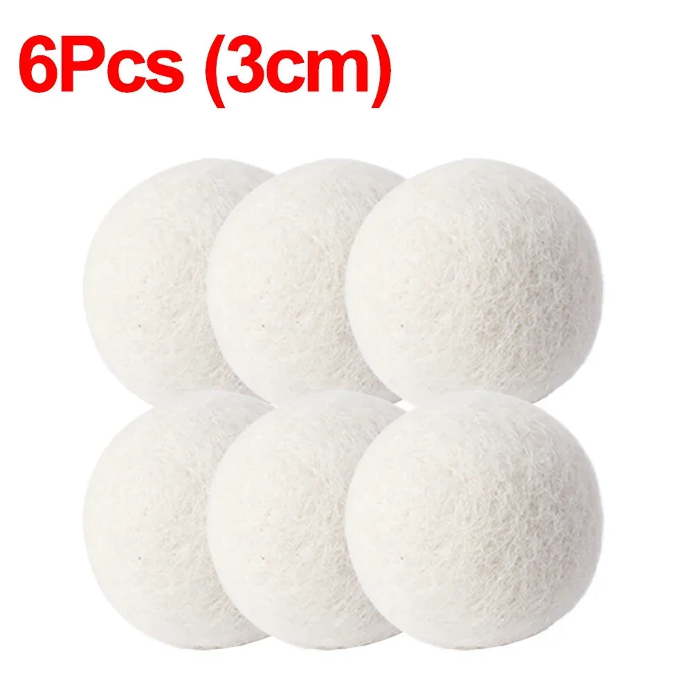 6Pcs Reusable Wool Dryer Balls Clothes Softener Laundry Fleece Dryer Ball Kit Home Clothes Dryer Washing Machine 3/4/5/6/7cm