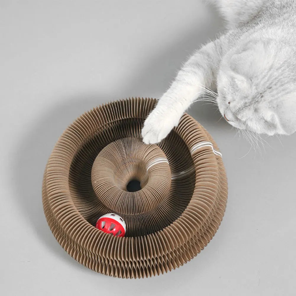 Magic Organ Cat Scratching Board Interactive Scratcher Cat Toy Foldable Cat Accordion Toy Round Corrugated Cats Interactive Toys