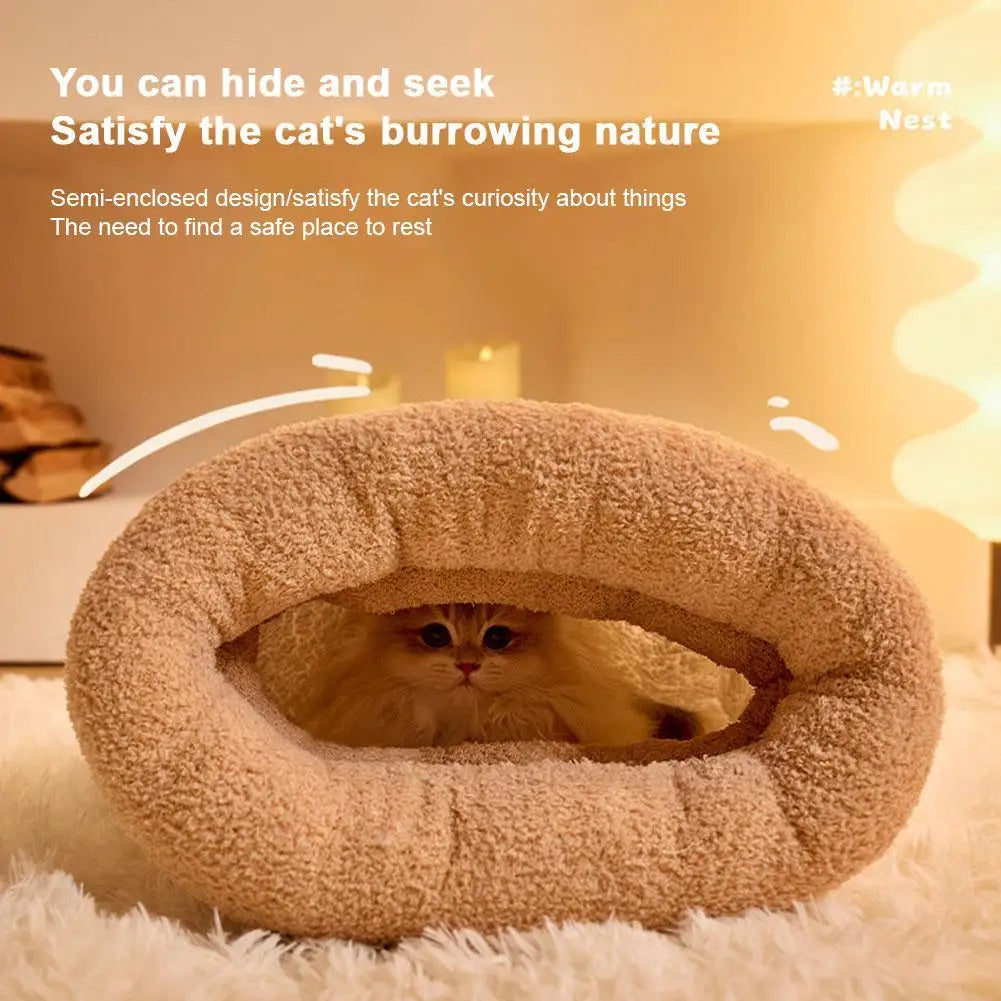 Warm Cat Sleeping Bag Soft Cat Bed Comfortable Tunnel Cat Nest Closed Pet House For Cats Lovely Cat Nest Accessories