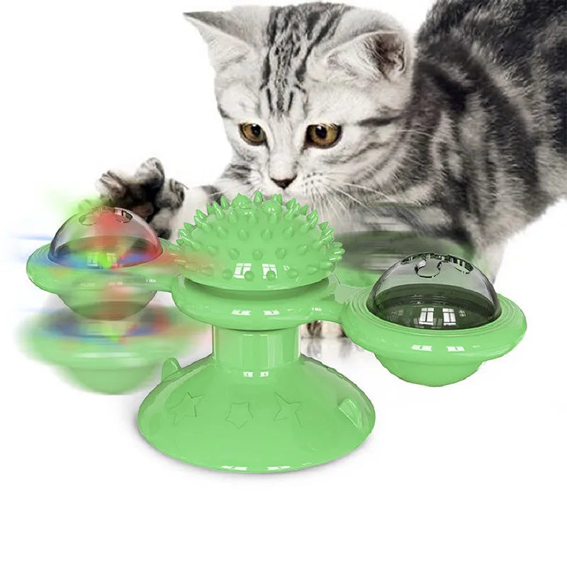 Cat Spinning Windmill Toy Spinning Wheel Mint Suction Cup Pet Teeth Grinding and Scratching Device Interactive Toys Pet Supplies